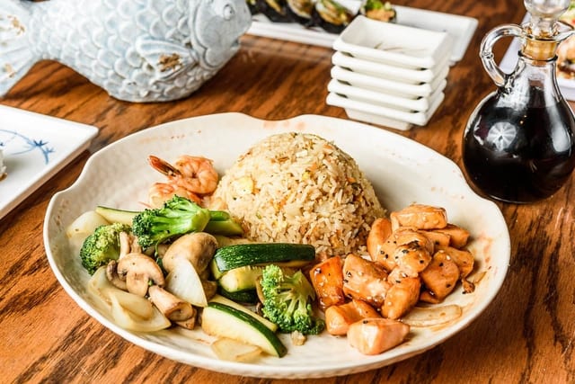 Teriyaki Salmon Dinner Plate •.