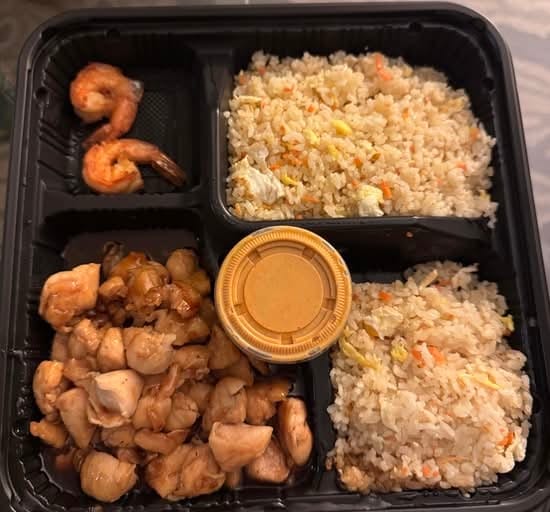 Teriyaki Chicken & Steak Dinner Plate •.